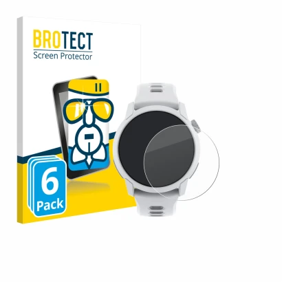 Face avant d’un emballage produit avec le logo de la marque BROTECT. À côté, l’appareil Coros Pace 4 est représenté avec la pr