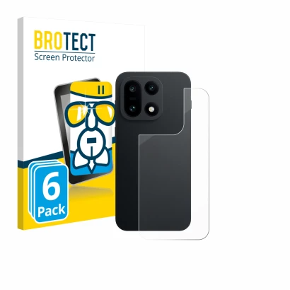 Face avant d’un emballage produit avec le logo de la marque BROTECT. À côté, l’appareil OnePlus 15 (Arrière) est représenté av