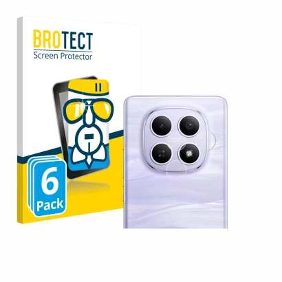 Face avant d’un emballage produit avec le logo de la marque BROTECT. À côté, l’appareil Xiaomi Redmi Note 15 (Caméra UNIQUEMEN