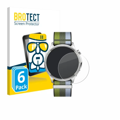 Face avant d’un emballage produit avec le logo de la marque BROTECT. À côté, l’appareil Oppo Watch S est représenté avec la pr