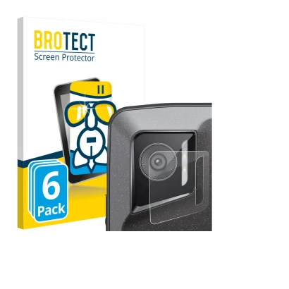 Face avant d’un emballage produit avec le logo de la marque BROTECT. À côté, l’appareil Crosscall Stellar M6E (Caméra UNIQUEME