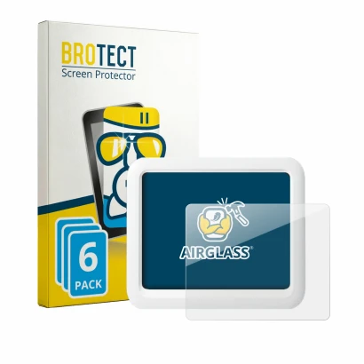 Face avant d’un emballage produit avec le logo de la marque BROTECT. À côté, l’appareil SwitchBot Meter Pro est représenté ave