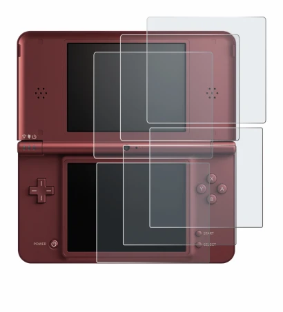Image de l'appareil Nintendo DSi XL avec une grande variété de protections d'écran.