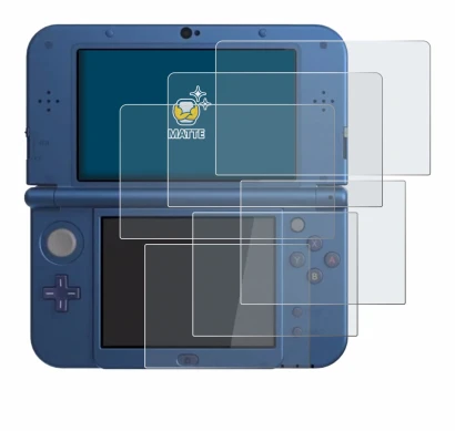 Image de l'appareil Nintendo New 3DS XL avec une grande variété de protections d'écran.