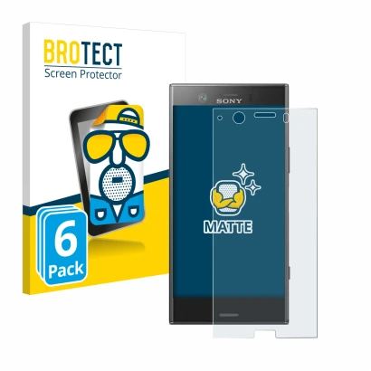 Face avant d’un emballage produit avec le logo de la marque BROTECT. À côté, l’appareil Sony Xperia XZ1 Compact est représenté