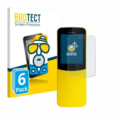 Face avant d’un emballage produit avec le logo de la marque BROTECT. À côté, l’appareil Nokia 8110 est représenté avec la prot