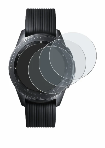 Image de l'appareil Samsung Galaxy Watch (42 mm) avec une grande variété de protections d'écran.
