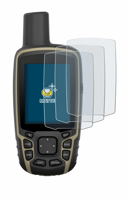 Image de l'appareil Garmin GPSMAP 65s avec une grande variété de protections d'écran.