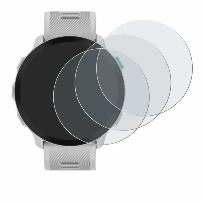 Image de l'appareil Garmin Forerunner 55 avec une grande variété de protections d'écran.