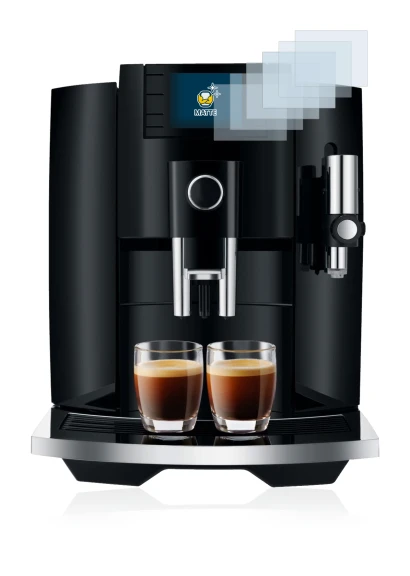 Image de l'appareil Jura E8 (EB) avec une grande variété de protections d'écran.