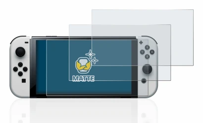 Image de l'appareil Nintendo Switch OLED-Modell avec une grande variété de protections d'écran.