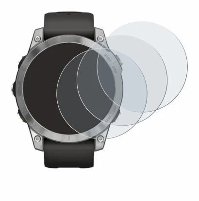 Image de l'appareil Garmin Fenix 7 (47 mm) avec une grande variété de protections d'écran.