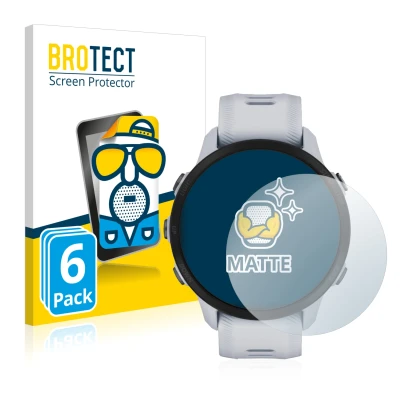 Face avant d’un emballage produit avec le logo de la marque BROTECT. À côté, l’appareil Garmin Forerunner 955 est représenté a