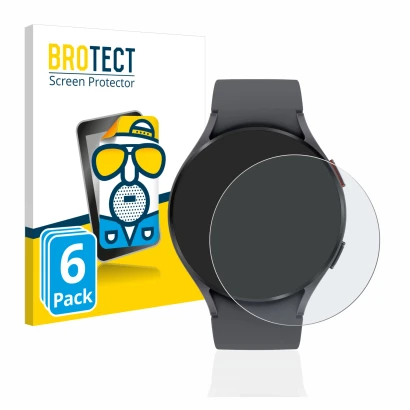 Face avant d’un emballage produit avec le logo de la marque BROTECT. À côté, l’appareil Samsung Galaxy Watch 5 (44mm) est repr