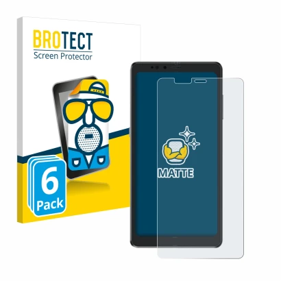 Face avant d’un emballage produit avec le logo de la marque BROTECT. À côté, l’appareil Hisense A9 est représenté avec la prot