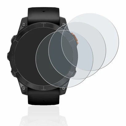 Image de l'appareil Garmin Fenix 7 Pro Solar (47 mm) avec une grande variété de protections d'écran.