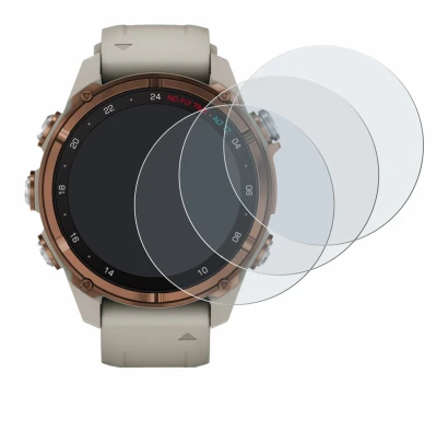 Image de l'appareil Garmin Descent Mk3 (43 mm) avec une grande variété de protections d'écran.