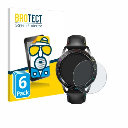 Face avant d’un emballage produit avec le logo de la marque BROTECT. À côté, l’appareil Xiaomi Watch S3 est représenté avec la