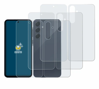 Image de l'appareil Samsung Galaxy A55 5G (Avant+Arrière) avec une grande variété de protections d'écran.