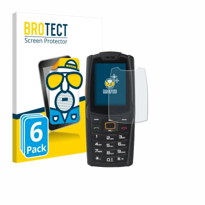Face avant d’un emballage produit avec le logo de la marque BROTECT. À côté, l’appareil AGM M6 est représenté avec la protecti
