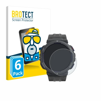 Face avant d’un emballage produit avec le logo de la marque BROTECT. À côté, l’appareil Amazfit Active Edge est représenté ave