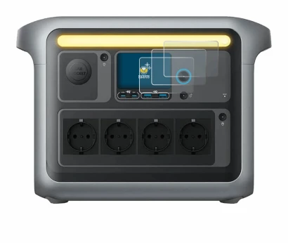 Image de l'appareil Anker SOLIX C1000X avec une grande variété de protections d'écran.