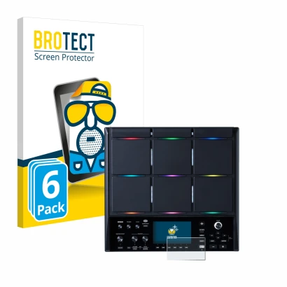 Face avant d’un emballage produit avec le logo de la marque BROTECT. À côté, l’appareil Roland SPD-SX PRO est représenté avec