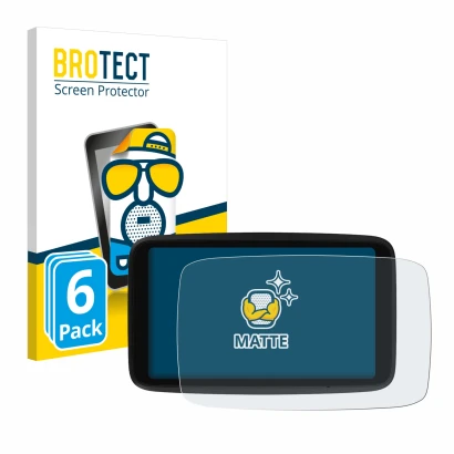 Face avant d’un emballage produit avec le logo de la marque BROTECT. À côté, l’appareil TomTom GO Advanced est représenté avec