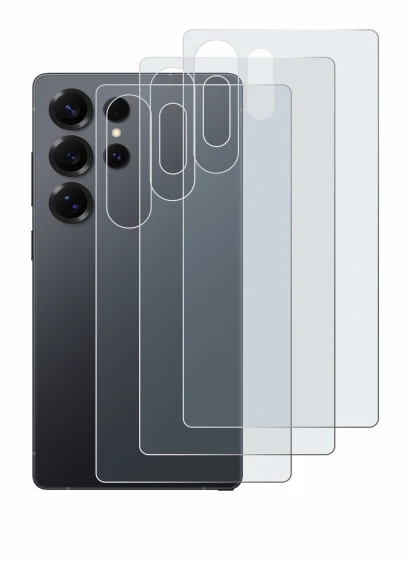 Image de l'appareil Samsung Galaxy S25 Ultra (Arrière) avec une grande variété de protections d'écran.