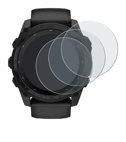 Image de l'appareil Garmin Tactix 8 Solar (51 mm) avec une grande variété de protections d'écran.