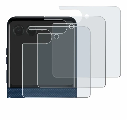 Image de l'appareil Motorola Razr 60 (Affichage arrière) avec une grande variété de protections d'écran.