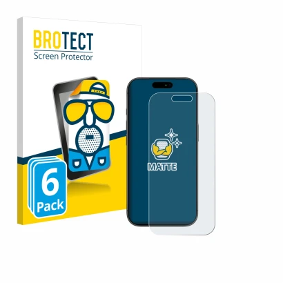 Face avant d’un emballage produit avec le logo de la marque BROTECT. À côté, l’appareil Apple iPhone 17 Pro est représenté ave