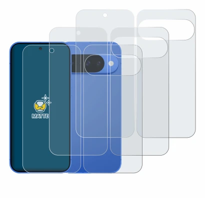 Image de l'appareil Google Pixel 10 (Avant+Arrière) avec une grande variété de protections d'écran.