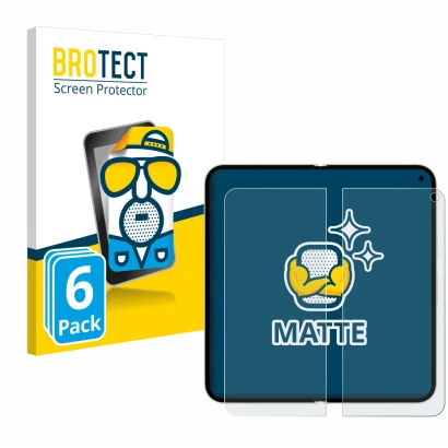 Face avant d’un emballage produit avec le logo de la marque BROTECT. À côté, l’appareil Google Pixel 10 Pro Fold (Affichage in