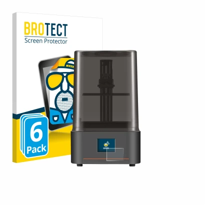 Face avant d’un emballage produit avec le logo de la marque BROTECT. À côté, l’appareil Anycubic Photon Mono 4 est représenté