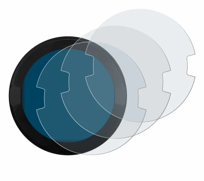 Image de l'appareil OOONO P-DISC NO2 avec une grande variété de protections d'écran.