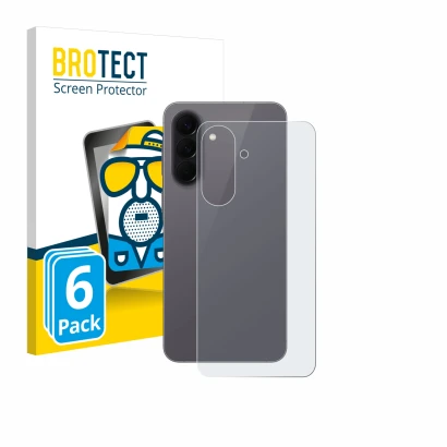 Face avant d’un emballage produit avec le logo de la marque BROTECT. À côté, l’appareil Samsung Galaxy A57 5G (Arrière) est re