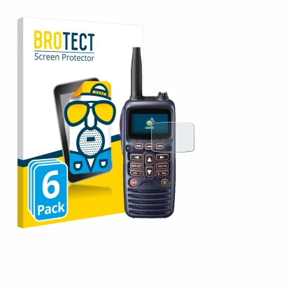 Face avant d’un emballage produit avec le logo de la marque BROTECT. À côté, l’appareil Standard Horizon HX320E est représenté