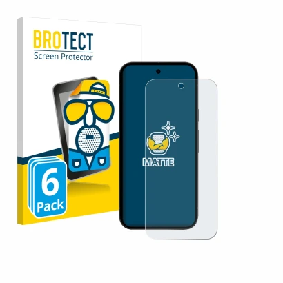 Face avant d’un emballage produit avec le logo de la marque BROTECT. À côté, l’appareil Google Pixel 10a (case-friendly) est r