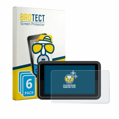Face avant d’un emballage produit avec le logo de la marque BROTECT. À côté, l’appareil Atomos Ninja TX GO 5" est représenté a
