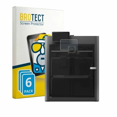 Face avant d’un emballage produit avec le logo de la marque BROTECT. À côté, l’appareil Bambu Lab X2D est représenté avec la p