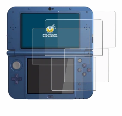 Image de l'appareil Nintendo New 3DS XL avec une grande variété de protections d'écran.