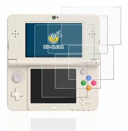 Image de l'appareil Nintendo New 3DS avec une grande variété de protections d'écran.
