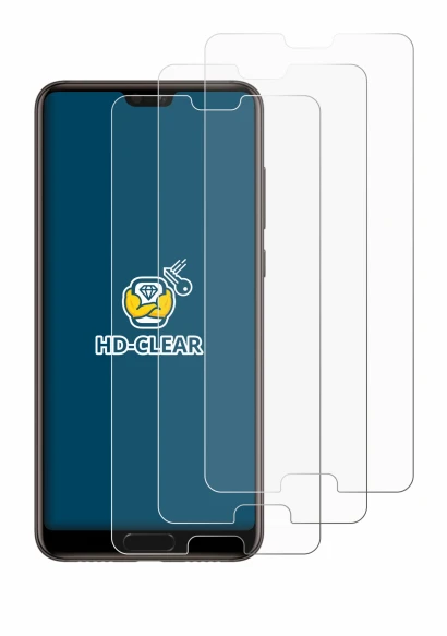 Image de l'appareil Huawei P20 avec une grande variété de protections d'écran.