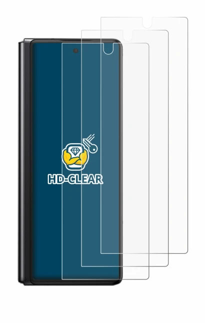 Image de l'appareil Samsung Galaxy Z Fold 2 5G avec une grande variété de protections d'écran.