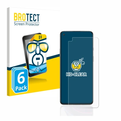 Face avant d’un emballage produit avec le logo de la marque BROTECT. À côté, l’appareil OnePlus 8T est représenté avec la prot