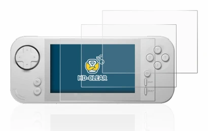 Image de l'appareil Evercade EXP avec une grande variété de protections d'écran.