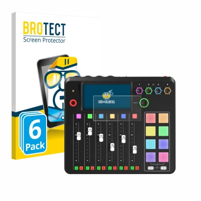 Face avant d’un emballage produit avec le logo de la marque BROTECT. À côté, l’appareil Rode Rodecaster Pro II est représenté