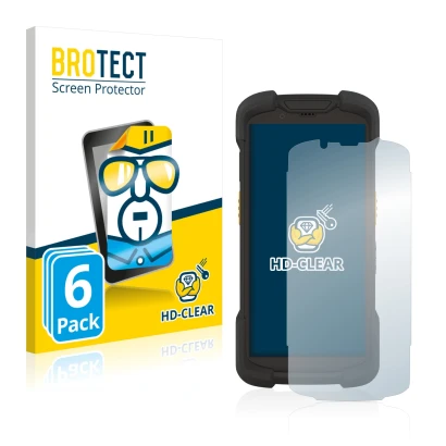 Face avant d’un emballage produit avec le logo de la marque BROTECT. À côté, l’appareil Zebra TC73 est représenté avec la prot