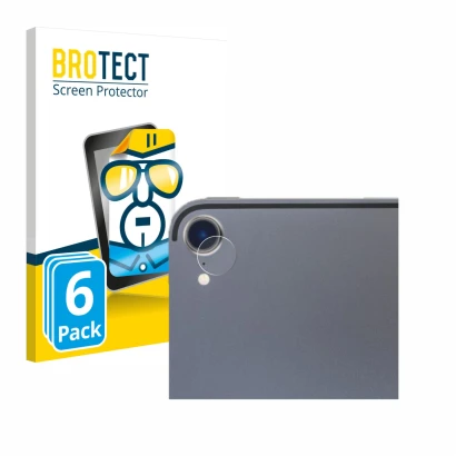 Face avant d’un emballage produit avec le logo de la marque BROTECT. À côté, l’appareil Apple iPad Pro 12.9" 2018 (Caméra UNIQ